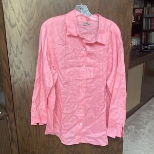 Like New JJill plus size Pink Button-Up Shirt 100% linen